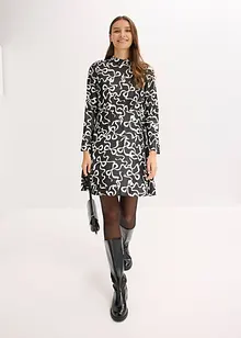 Mellanlång klänning i böljande viskosmix, bonprix