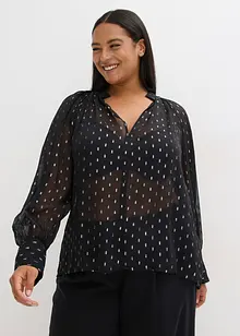 Transparent blus med knytband, bonprix