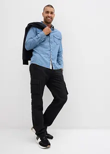 Fodrad cargobyxa i Relaxed Fit med resårlinning, Straight, bonprix