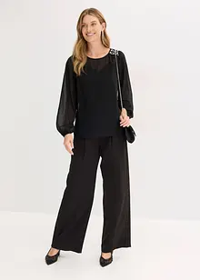 Chiffongblus med strassdekor, bonprix