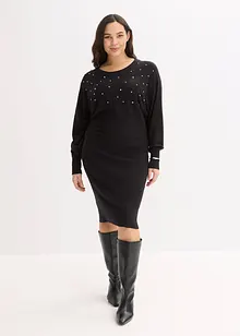 Stickad klänning i mjuk viskosmix, bonprix