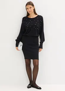 Stickad klänning i mjuk viskosmix, bonprix