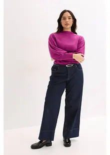 Stickad tröja med ballongärmar, bonprix