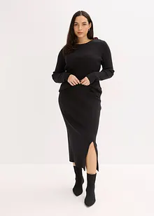 Finstickad kjol av mjuk viskosmix, bonprix