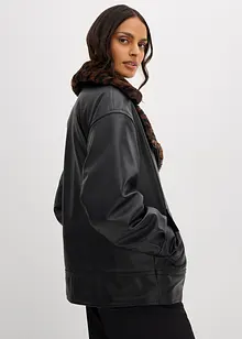 Jacka i skinnimitation med leopardmönstrad fuskpäls, bonprix