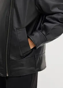 Jacka i skinnimitation med leopardmönstrad fuskpäls, bonprix