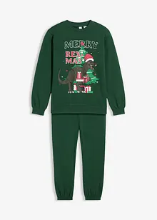 Sweatshirt och trikåbyxa i bomull (2 delar), bonprix