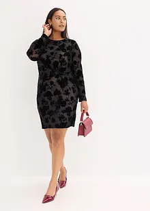 Miniklänning av mesh med flockbroderi, bonprix