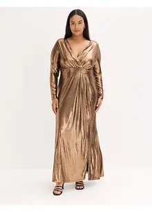 Aftonklänning i glansig och fintrådig jersey, bonprix