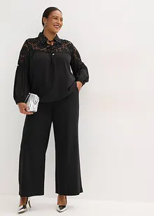 Blus med spets och  knytband, bonprix