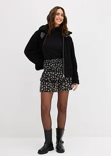 Volangkjol av krinklat material, bonprix