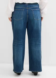 Wide Leg Jeans Mid Waist, med glitterstenar, bonprix