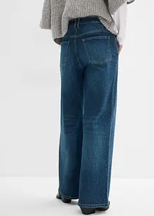 Wide Leg Jeans Mid Waist, med glitterstenar, bonprix