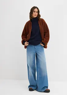 Finstickad polotröja i basmodell, bonprix