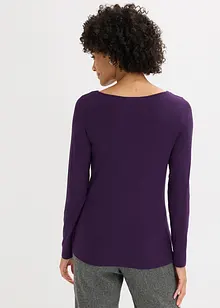 Långärmad topp med meshinfällning och glitterstenar, bonprix