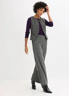 Långärmad topp med meshinfällning och glitterstenar, bonprix