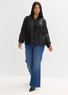 Skjortblus i glänsande satin, bonprix