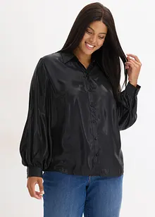 Skjortblus i glänsande satin, bonprix