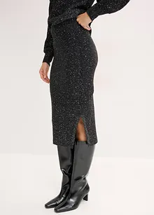 Stickad kjol med paljetter, bonprix