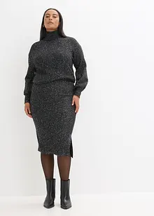 Stickad kjol med paljetter, bonprix