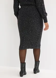 Stickad kjol med paljetter, bonprix