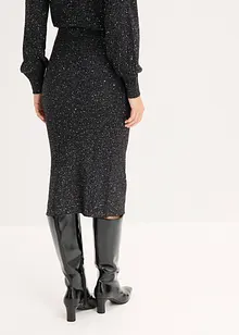 Stickad kjol med paljetter, bonprix