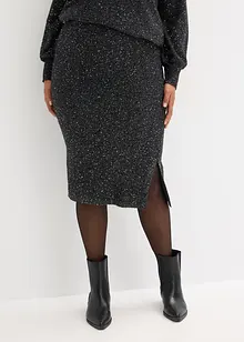 Stickad kjol med paljetter, bonprix