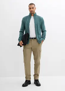 Grovstickad cardigan med flätmönster, bonprix