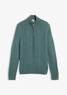 Grovstickad cardigan med flätmönster, bonprix