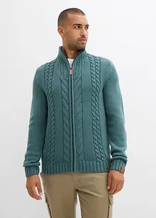 Grovstickad cardigan med flätmönster, bonprix
