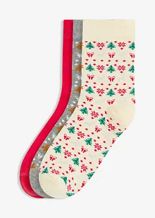 Strumpor med ekologisk bomull och julmotiv (3-pack), bonprix