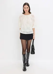 Dra på-blus med blommönstrad struktur, bonprix