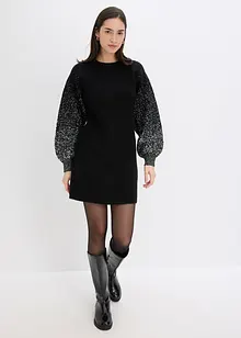 Stickad klänning med glittrig effekt, bonprix