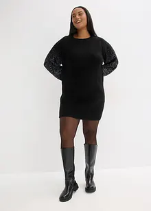 Stickad klänning med glittrig effekt, bonprix