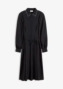 Mellanlång klänning med pärlapplikation, bonprix