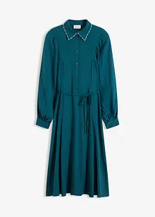 Mellanlång klänning med pärlapplikation, bonprix