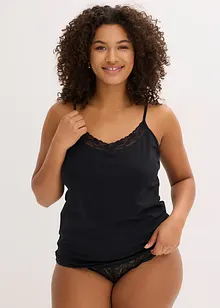 Linne med ekologisk bomull och spets (2-pack), bonprix