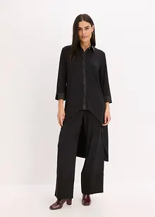 Jerseyblus med satinbesättningar, bonprix