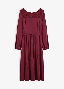 Klänning i stabilt material med spets, bonprix
