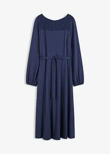 Klänning i stabilt material med spets, bonprix