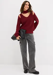 Grovstickad tröja med cut-outs, bonprix