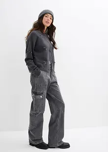 Finstickad cardigan med rosetter, bonprix