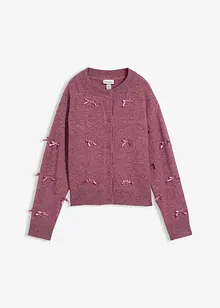 Finstickad cardigan med rosetter, bonprix