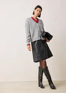 Hålmönstrad cardigan i bomull och ull, bonprix