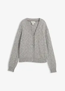Hålmönstrad cardigan i bomull och ull, bonprix
