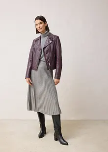 Stickad kjol med merinoull, bonprix