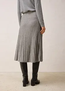 Stickad kjol med merinoull, bonprix