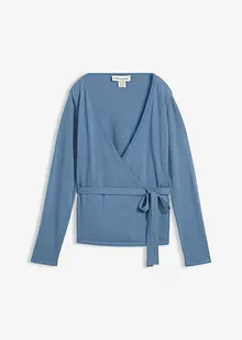 Omlottcardigan i bomull och merinoull, bonprix