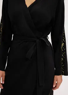 Morgonrock i kimonomodell med skir, glittrig spets, bonprix