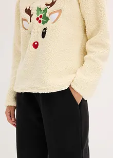 Fleecebyxa och tröja i teddymaterial, bonprix